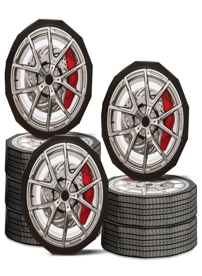 8HREST 8 Pcs Race Car Party Decorations Large Wheels Shaped Boxes Decor with Red Calipers Racing Car Birthday Decoration for Boys Birthday Baby Shower Party Supplies (12 Inch) - Image 1